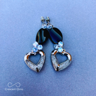 Black Stone Love Hoops Earrings