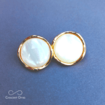 White And Gold Stud Earrings/Tops