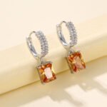 Hot Sale Factory Ornament Square Korean Fashion Earrings Exquisite Square Zirconium Earrings