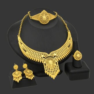 Luxury Design Necklace Earrings Ring Set Women's Wedding Dowry Jewelry Set