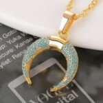 Moon Pendant Fashion Necklace Jewelry Inlay Blue Zircon 18k True Gold Pendant Necklace New Style Jewelry for Women Gift