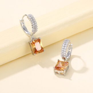 Hot Sale Factory Ornament Square Korean Fashion Earrings Exquisite Square Zirconium Earrings