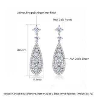 New Arrival Luxury Wedding Dinner Party Jewelry 3A Cubic Zirconia Cluster Dangle Earring