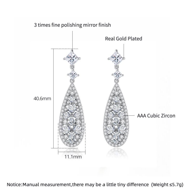 New Arrival Luxury Wedding Dinner Party Jewelry 3A Cubic Zirconia Cluster Dangle Earring