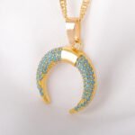 Moon Pendant Fashion Necklace Jewelry Inlay Blue Zircon 18k True Gold Pendant Necklace New Style Jewelry for Women Gift