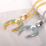 Moon Pendant Fashion Necklace Jewelry Inlay Blue Zircon 18k True Gold Pendant Necklace New Style Jewelry for Women Gift