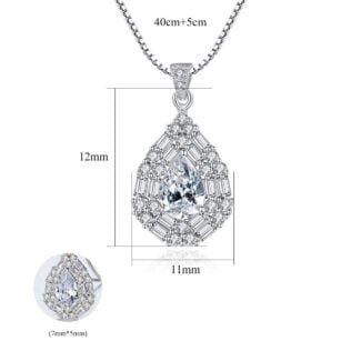 Silverbene Beautiful CZ Waterdrop 925 Sterling Silver Necklace