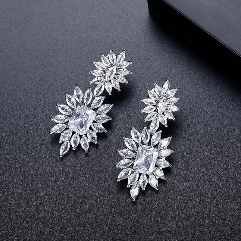 Zircon Cubic Zirconia Fashion Jewelry Wedding Earing Geometric Elegant Woman Bridal Earring