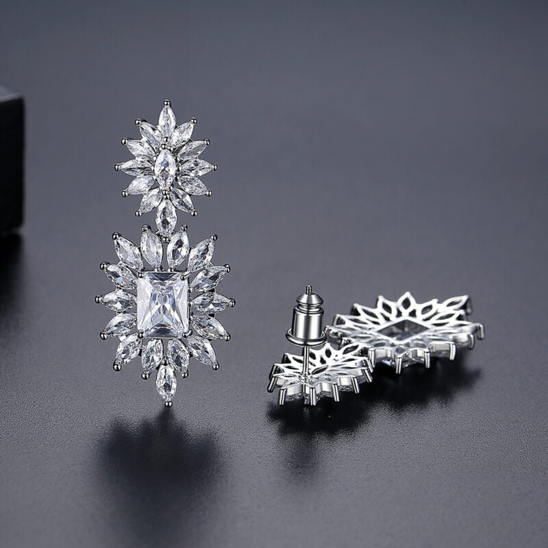 Zircon Cubic Zirconia Fashion Jewelry Wedding Earing Geometric Elegant Woman Bridal Earring