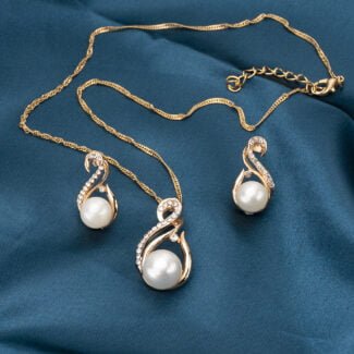 Fashion Women Wedding Pearl Pendant Earrings Necklace Sets