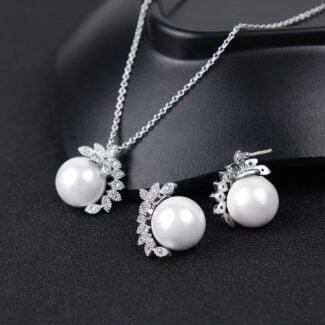 Popular Items Women Fashion Accessories Stainless Steel 925 Silver Chain Rhinestone Pearl Earrings Necklace Jewelry Sets