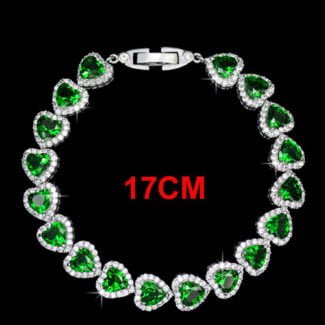 Ruby Color Rhodium Plated Fashion Luxury Heart Shape A AA Cubic Zirconia Women Jewelry Bridal Tennis Bracelet