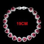 Ruby Color Rhodium Plated Fashion Luxury Heart Shape A AA Cubic Zirconia Women Jewelry Bridal Tennis Bracelet