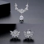 Elevate your bridal ensemble with our enchanting Zirconia Set Bridal Wedding Earring Flower Woman Fashion Lady Necklace Delicate Jewelry