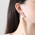 Zircon Flower Earrings with Pearl