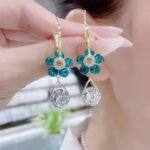 Crystal Flower Diamond Earrings